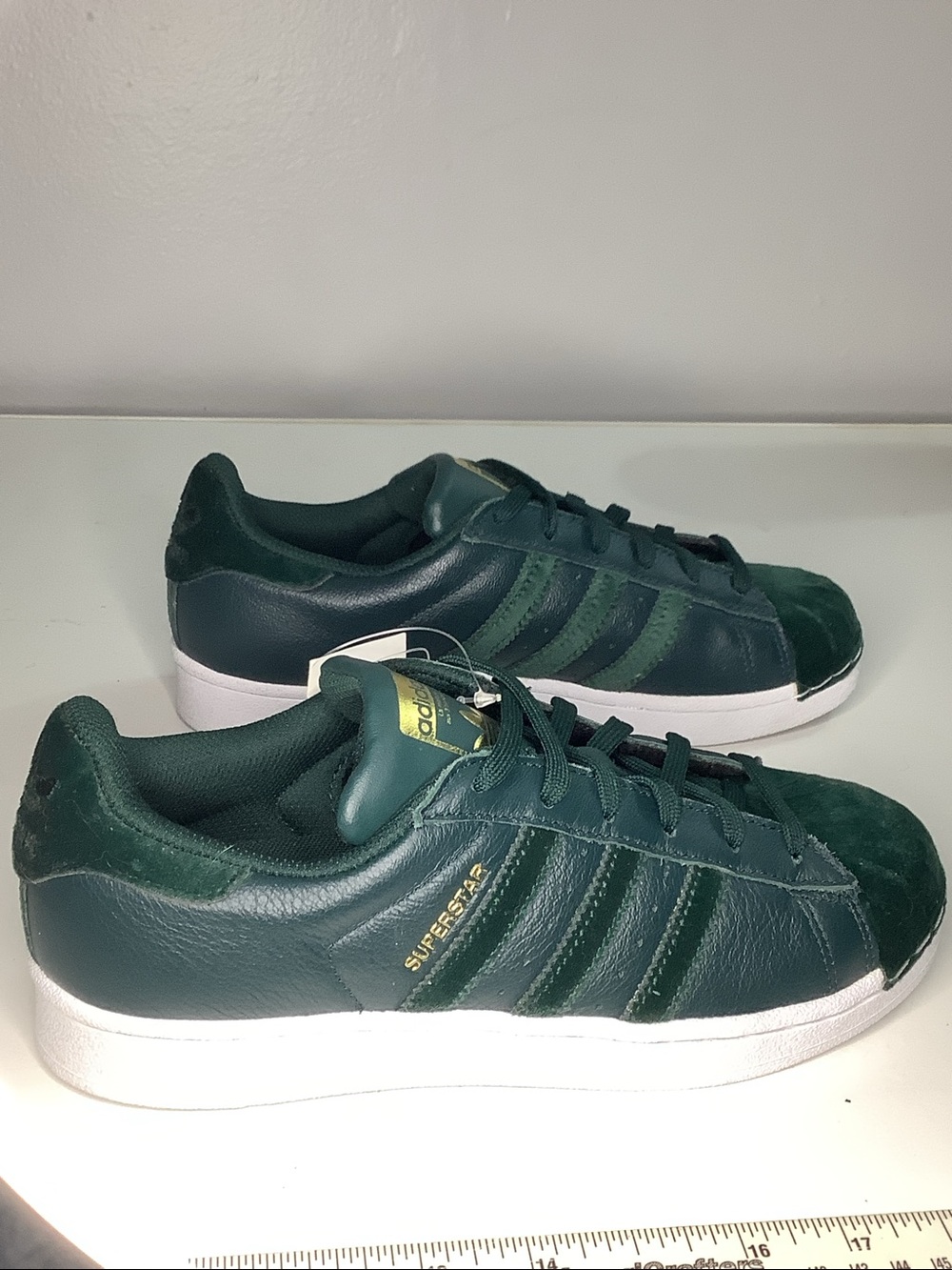 Adidas SuperStar Classics Green & Gold Velvet Low